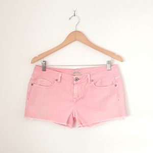 Aeropostale distressed coral cutoff shorts